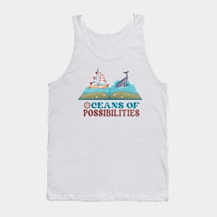 oceans of possibilities whale with book Tank Top